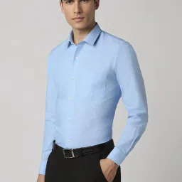 Peter England Blue Slim Fit Texture Shirt image 3