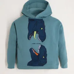 Cherry Crumble By Nitt Hyman Kids Teal Embroidered Full Sleeves Hoodie image 5