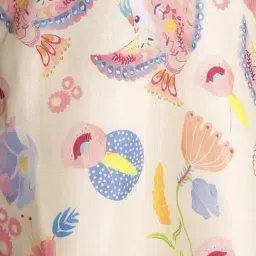 Ministitch Boys Cream Cotton Silk Floral Print Kurta Set image 5