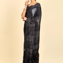 Soch Womens Grey Chiffon Abstract Print Saree image 3