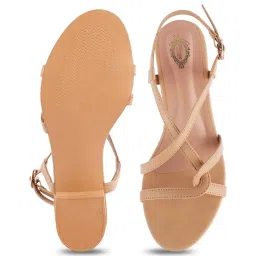 Shoetopia Women's Beige Back Strap Sandals image 3
