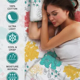 Layers Emaline Floral Multicolor 144 TC Cotton Double Bed Sheet with 2 Pillow Covers image 3