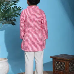 Cutiekins Boys Striped Printed Mandarin Collar Gotta Patti Straight Kurta With Pyjamas image 3