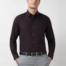 Peter England Purple Cotton Slim Fit Shirt-picture-15