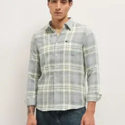 The Bear House Green Polycotton Checked Regular Fit Shirt-image-79