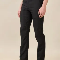 Raymond Black Polyviscose Slim Fit Checked Formal Trosuers image 4