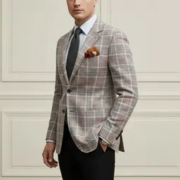 INVICTUS Checked Notched Lapel Long Sleeves Single Breasted Blazer image 3