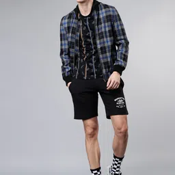 HIGHLANDER Men Black Solid Slim Fit Regular Shorts image 4