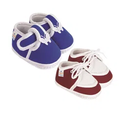 Neska Moda 0 To 6 Month Newborn Baby Boy & Baby Girls 2 Pair Soft Cotton Skin-Friendly Baby Booties (Toe to Heel Length - 10 cm, Blue, Maroon)-picture-17