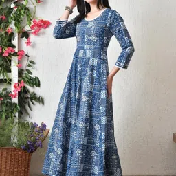 KALINI Ethnic Motifs Print Fit & Flare Maxi Dress image 4