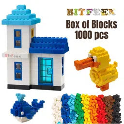 BitFeex Building Blocks Set Toys for Children Educational & Learning Toy for Kids, Girls & Boys Multicolour-1000 Pcs-image-90