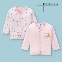 Simply Interlock Knit Full Sleeves Animal Printed Reversible Vest - Baby Pink-picture-34