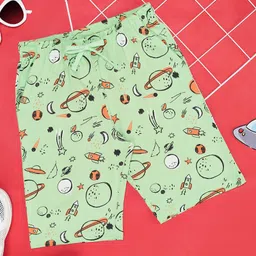 Pantaloons Junior Space Theme Printed Shorts - Green-picture-13
