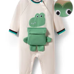 Mark & Mia Full Sleeves Winter Romper with Patch Detailing - Beige-picture-24