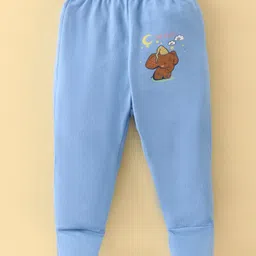 OHMS Single Jersey Knit Bootie Leggings Construction Vehicle Print Pack of 2 - White & Blue image 2