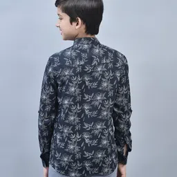 CRIMSOUNE CLUB Full Sleeves Floral Printed Shirt - Navy Blue image 3
