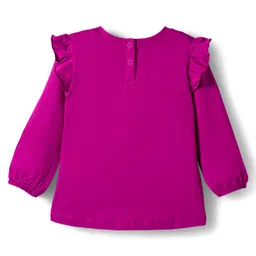 Babyhug 100% Cotton Knit Full Sleeves T-Shirt with Daddys Little Butterfly Text Print - Fuchsia image 2