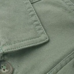 Babyhug Twill Woven Full Sleeves Collar Neck Washed Denim Jacket - Olive Green image 3