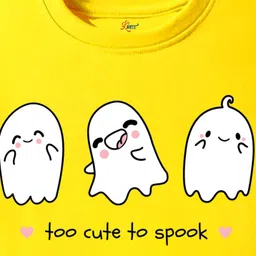 KAVEE Pure Cotton Half Sleeves Cute Monsters Printed Tee - Yellow image 4