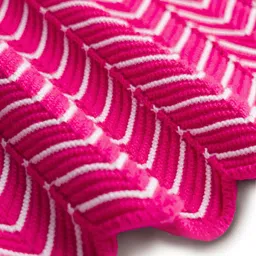 Ucb Cotton Woven Half Sleeves Top With Chevron Texture Design - Fuchsia image 3