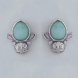 DASTOOR Gold-Plated Artificial Stones Studded Contemporary Studs image 3