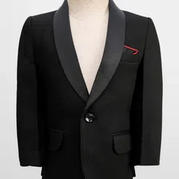 Robo Fry Cotton Woven Full Sleeves Solid 3 Piece Party Suit With Bow - Black image 4