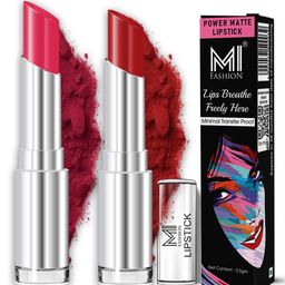 MI FASHION Set Of 2 Matte Long Lasting Lipstick - 3.5g Each - Magenta Rush & Old Red Brick-picture-6