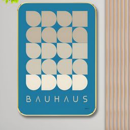 SAF Blue & Off White BAUHAUS Printed Wooden Wall Art-image-95