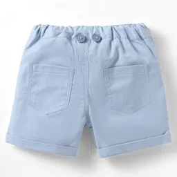 ToffyHouse 100% Cotton Woven Half Sleeves Checkered Shirt & Shorts Set With Beach Theme Embroidery & Bow & Suspender - Sky Blue image 5