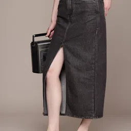 The Roadster Life Co. Women Denim High Slit Straight Maxi Skirt-picture-54