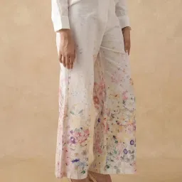 RAREISM White Cotton Printed Trousers image 3