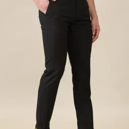 Raymond Black Polyviscose Slim Fit Checked Formal Trosuers image 3