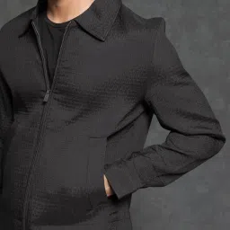 Rare Rabbit Black Regular Fit Jacquard Jacket image 3