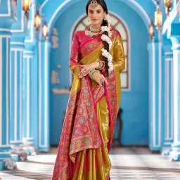 Elora Mustard Yellow Zari Saree image 3