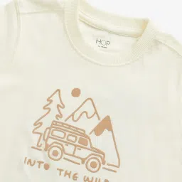 HOP Kids by Westside Beige Graphic Printed T-Shirt image 3