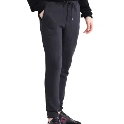 Rare Rabbit Black Regular Fit Solid Trackpants image 3