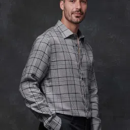 Rare Rabbit Grey Regular Fit Checks Shirt image 3