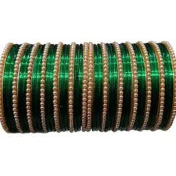 Shasmi Green Glass Artificial Stones & Beads Bangle-picture-14