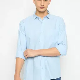 Duke Blue Blended Slim Fit Solid Shirt-picture-26