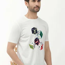 Rare Rabbit Off White Regular Fit Graphic T-Shirt image 3