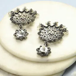 Biba Pink-Green Brass Drop & Danglers Earrings for Women image 3