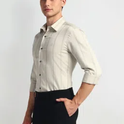 Arrow New York Brown Slim Fit Striped Shirt image 3