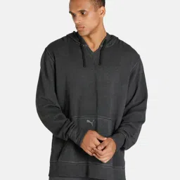 Puma Black Cotton Regular Fit Self Pattern Hooded Sweatshirt-image-16