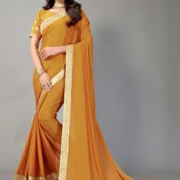 Satrani Yellow Embellished Saree With Unstitched Blouse-image-86