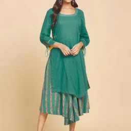 Fabindia Green Cotton A Line Kurta-image-27