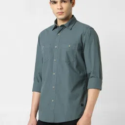 Van Heusen Blue Cotton Slim Fit Shirt image 3