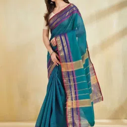 Fabindia Blue Regular Fit Woven Design Sarees image 3