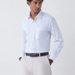 WES Formals by Westside Taupe Striped Slim Fit Cotton Shirt-picture-41
