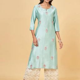 Rangmanch by Pantaloons Blue Embroidered Straight Kurta-picture-16