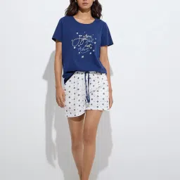 Wunderlove by Westside Navy Printed Cotton T-Shirt image 3